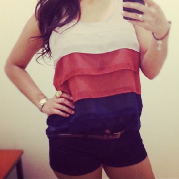 SOLD! Forever 21 TriColor Sleeveless Ruffle Top - Picture 6 of 6